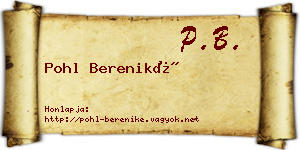 Pohl Bereniké névjegykártya